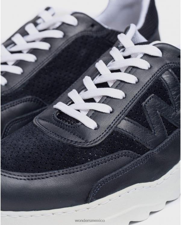 Wonders tenis de cuero marino con logo calzado hombres 022RR354
