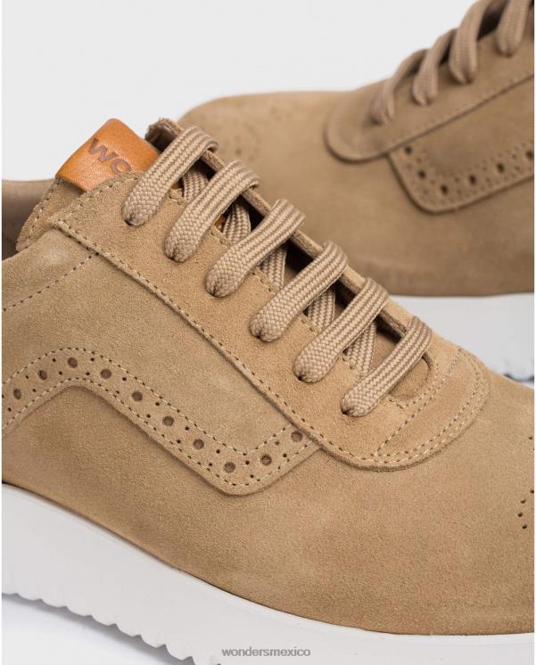 Wonders tenis de piel perforada color arena calzado hombres 022RR360