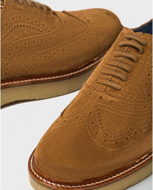 Wonders zapato piel camel con detalle brogue calzado hombres 022RR361