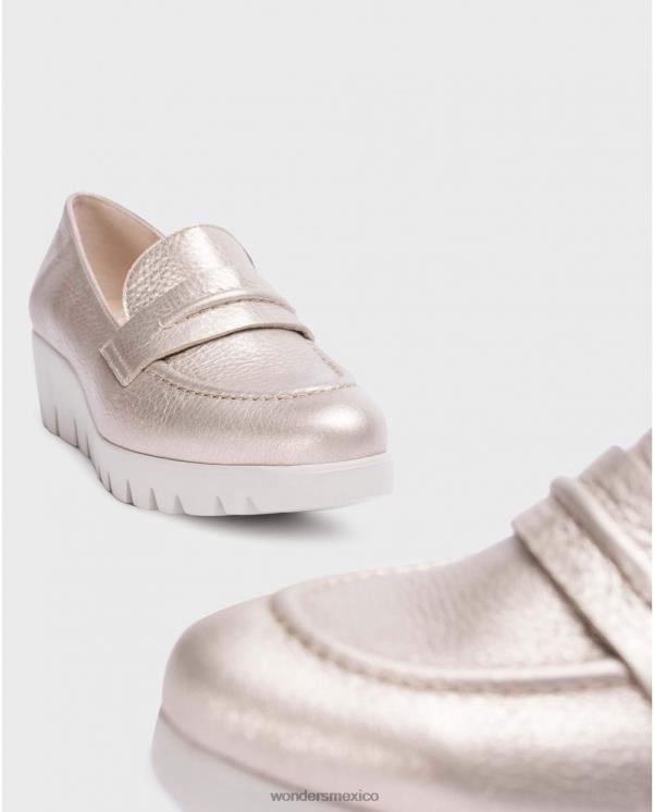 Wonders mocasín aros platino oro calzado mujer 022RR263