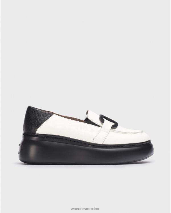 Wonders mocasín comienzo blanco leche/negro calzado mujer 022RR240