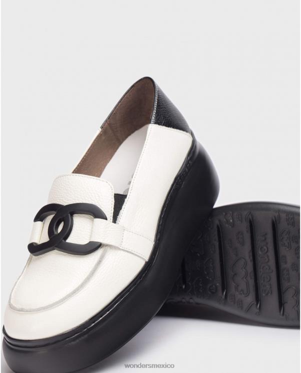 Wonders mocasín comienzo blanco leche/negro calzado mujer 022RR240