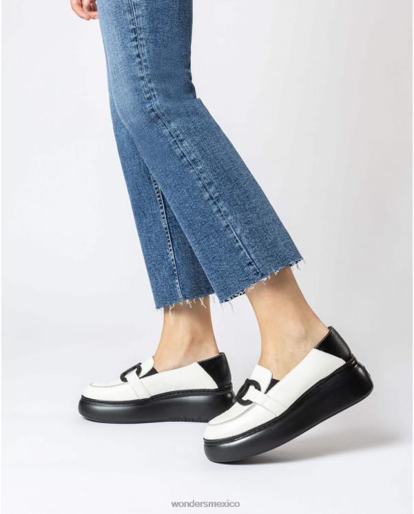 Wonders mocasín comienzo blanco leche/negro calzado mujer 022RR240