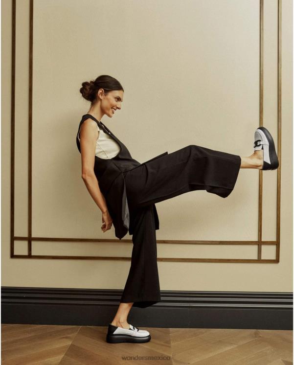 Wonders mocasín comienzo blanco leche/negro calzado mujer 022RR240