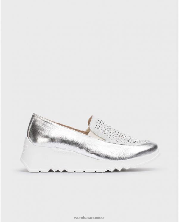 Wonders mocasín harrison plata/blan plata calzado mujer 022RR233