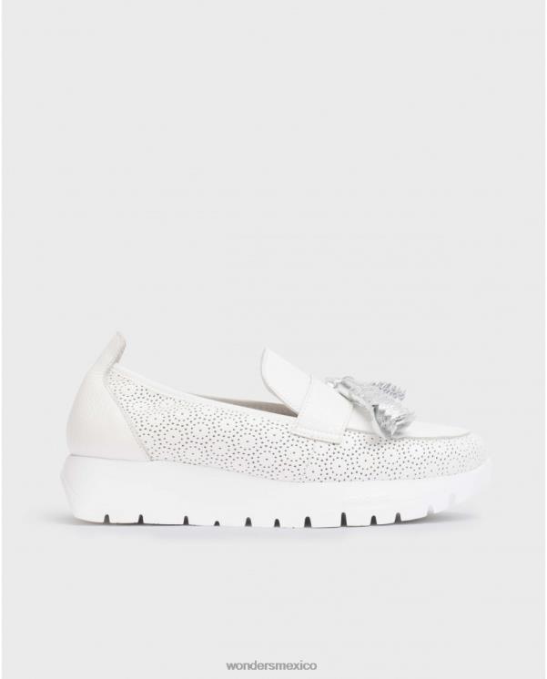 Wonders mocasín materia blanco roto/plata calzado mujer 022RR178