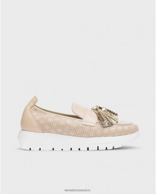 Wonders mocasín natur/gold natural materia calzado mujer 022RR177