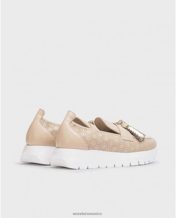 Wonders mocasín natur/gold natural materia calzado mujer 022RR177