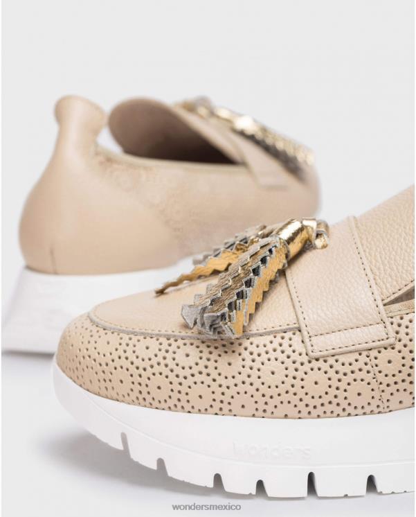 Wonders mocasín natur/gold natural materia calzado mujer 022RR177