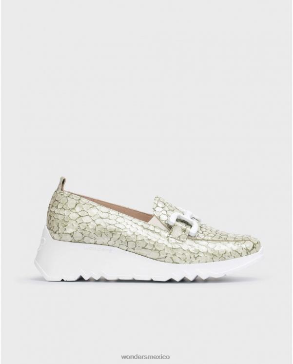 Wonders mocasín social verde aceite calzado mujer 022RR329