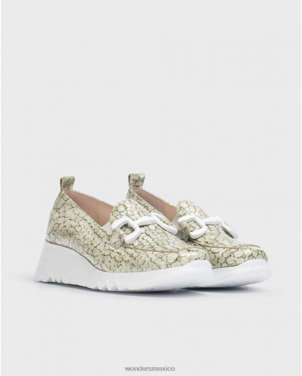 Wonders mocasín social verde aceite calzado mujer 022RR329