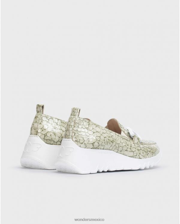 Wonders mocasín social verde aceite calzado mujer 022RR329