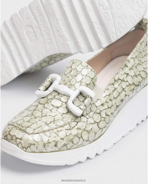 Wonders mocasín social verde aceite calzado mujer 022RR329