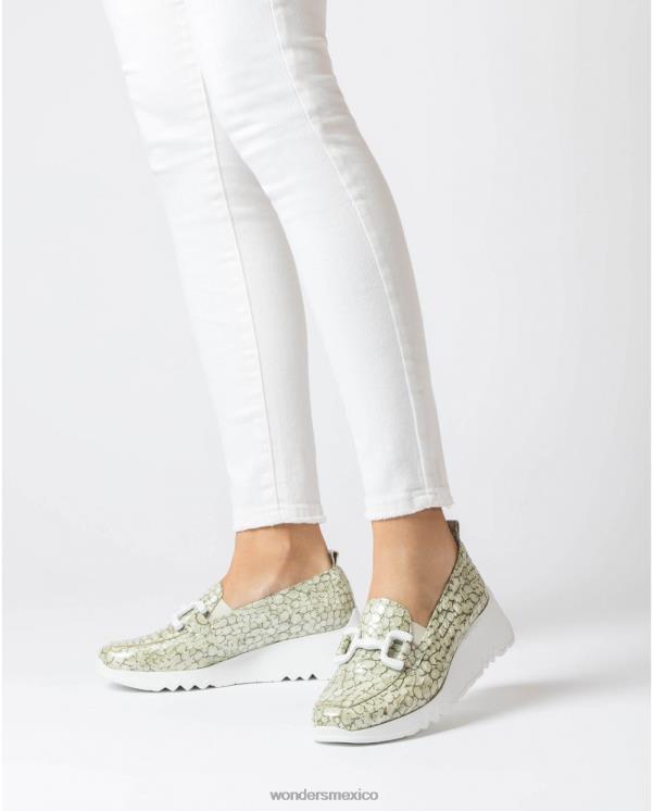 Wonders mocasín social verde aceite calzado mujer 022RR329