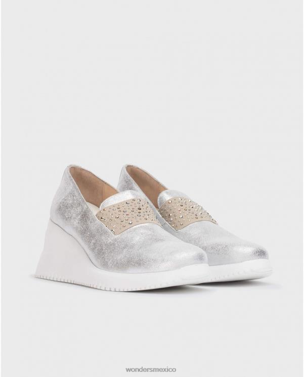 Wonders mocasin plata hueso plata calzado mujer 022RR67