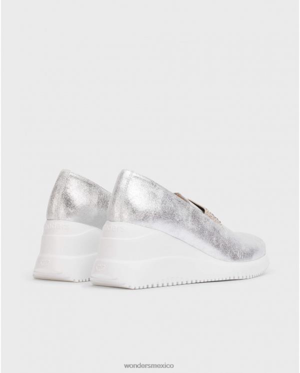 Wonders mocasin plata hueso plata calzado mujer 022RR67