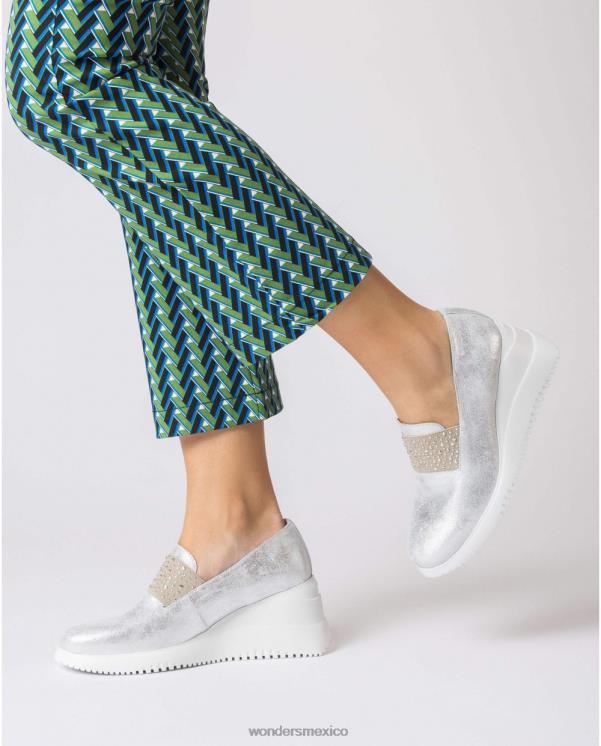 Wonders mocasin plata hueso plata calzado mujer 022RR67