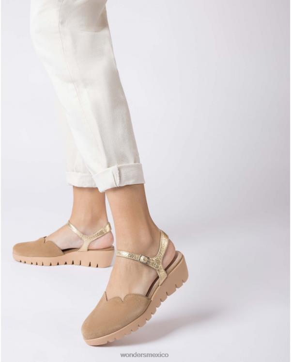 Wonders Sandalia caravaca marrón arena/oro calzado mujer 022RR48