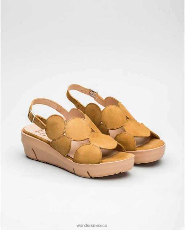 Wonders Sandalia de piel de ante color arena con detalle de círculo calzado mujer 022RR455