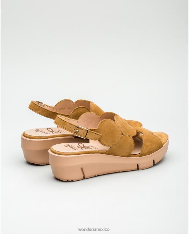 Wonders Sandalia de piel de ante color arena con detalle de círculo calzado mujer 022RR455