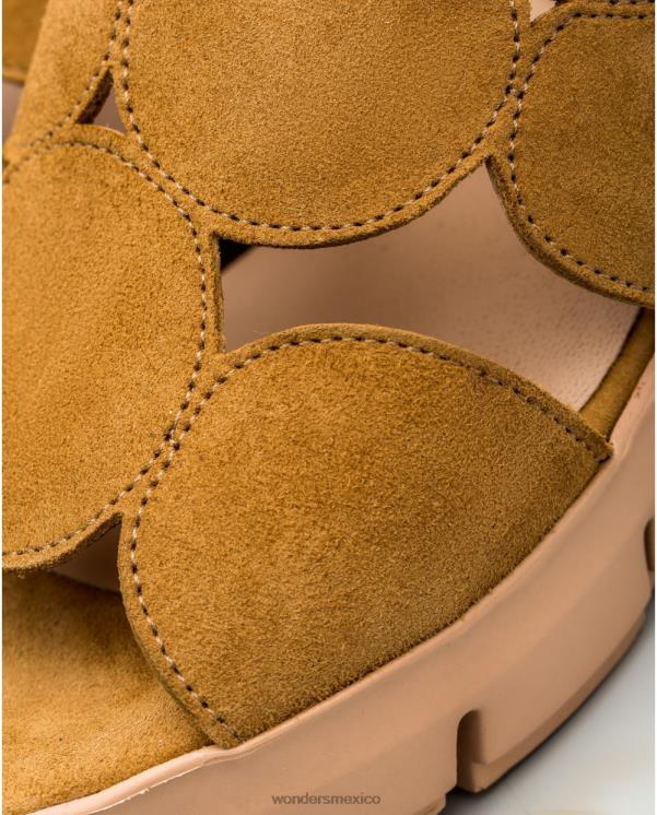 Wonders Sandalia de piel de ante color arena con detalle de círculo calzado mujer 022RR455