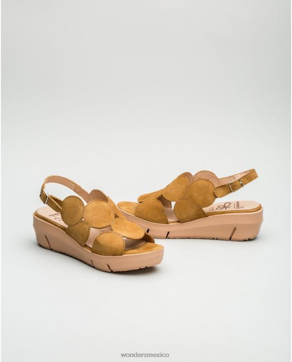 Wonders Sandalia de piel de ante color arena con detalle de círculo calzado mujer 022RR455