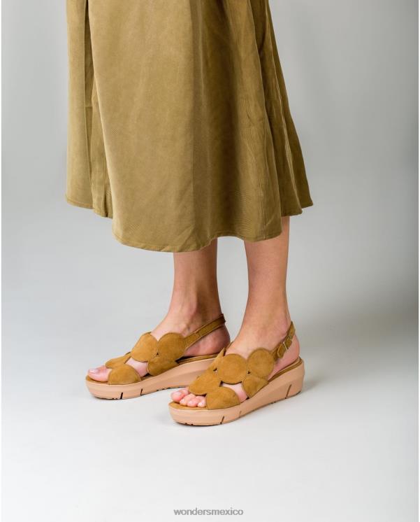 Wonders Sandalia de piel de ante color arena con detalle de círculo calzado mujer 022RR455