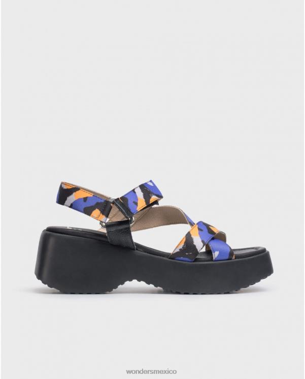 Wonders azul/negro sandalia lisa azul calzado mujer 022RR286