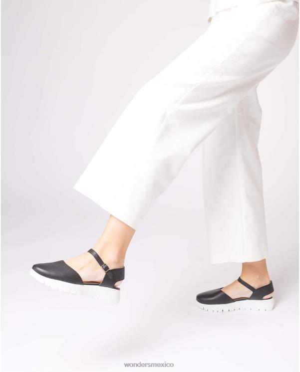 Wonders babi negro negro calzado mujer 022RR274