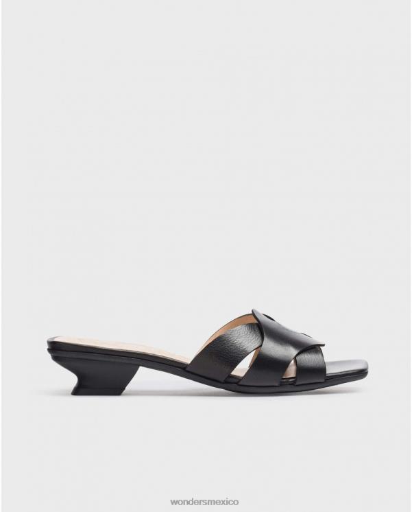 Wonders mule negro mica negra calzado mujer 022RR33
