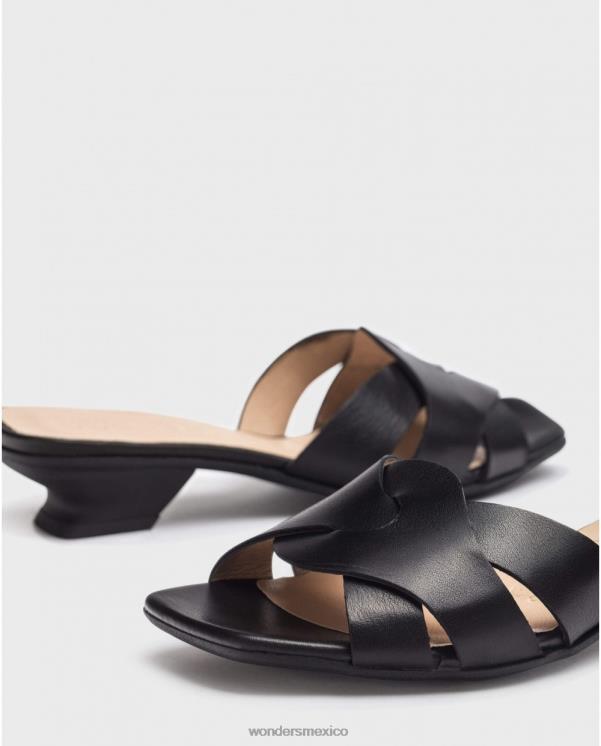 Wonders mule negro mica negra calzado mujer 022RR33