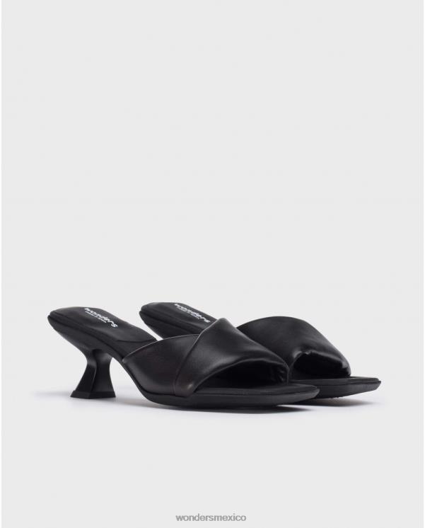 Wonders mules con brillo negro calzado mujer 022RR205
