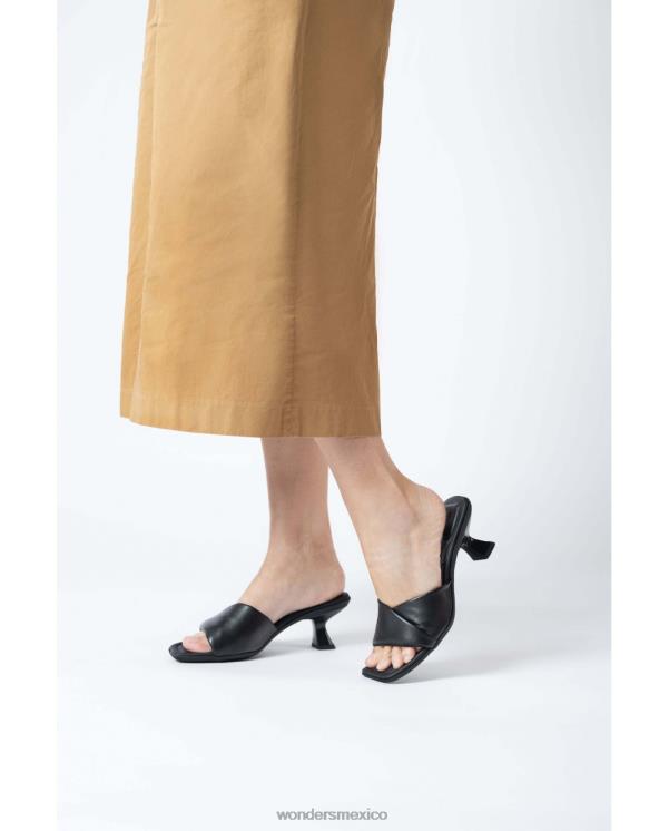 Wonders mules con brillo negro calzado mujer 022RR205