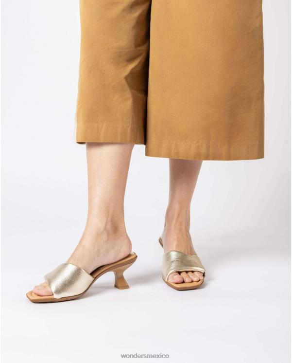 Wonders mules platino brillo platino calzado mujer 022RR266