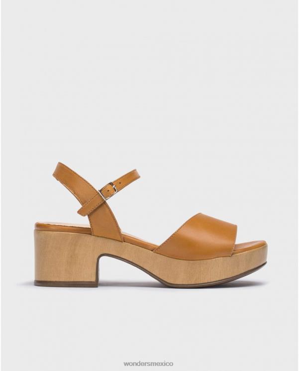 Wonders sandalia con cuña de piel conac calzado mujer 022RR317