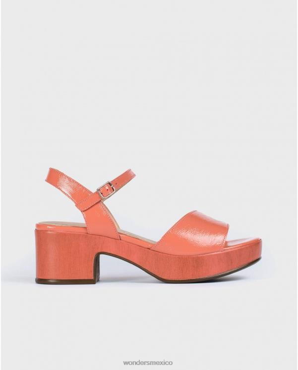 Wonders sandalia cuña piel salmón calzado mujer 022RR347