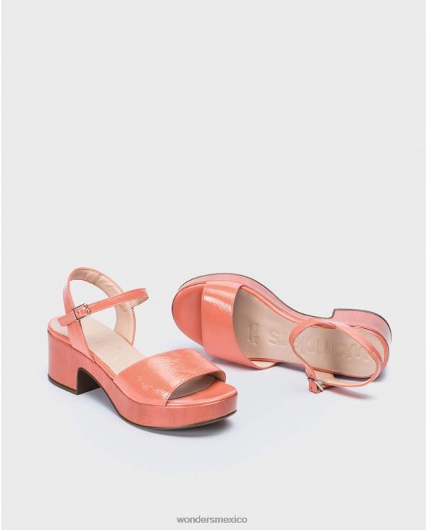 Wonders sandalia cuña piel salmón calzado mujer 022RR347
