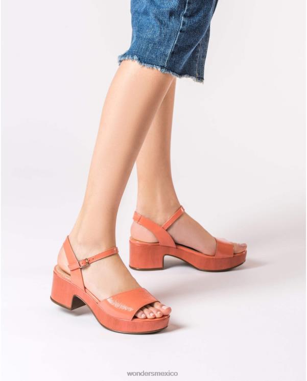 Wonders sandalia cuña piel salmón calzado mujer 022RR347