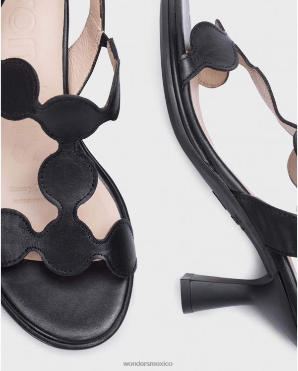 Wonders sandalia de dibujo negro negro calzado mujer 022RR76