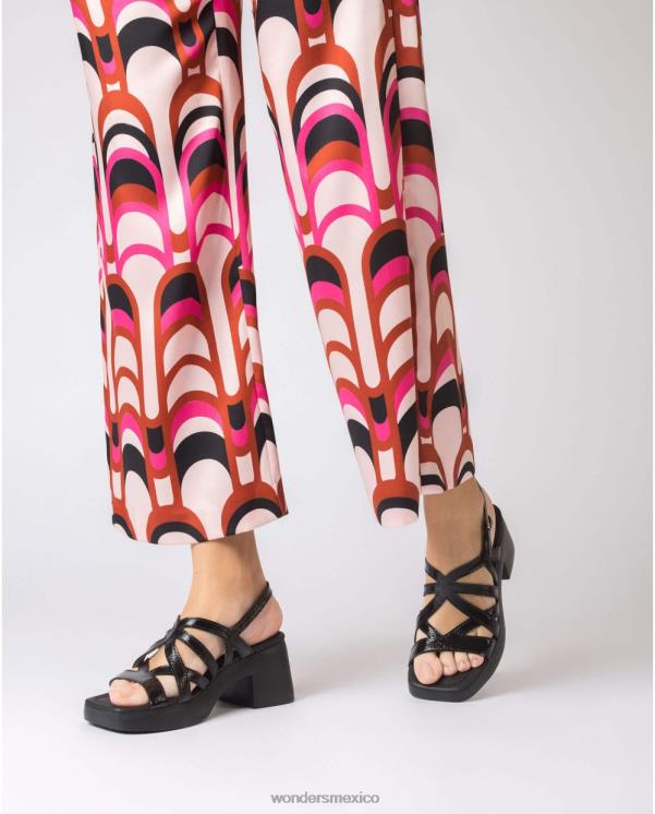 Wonders sandalia negra loreto negra calzado mujer 022RR167