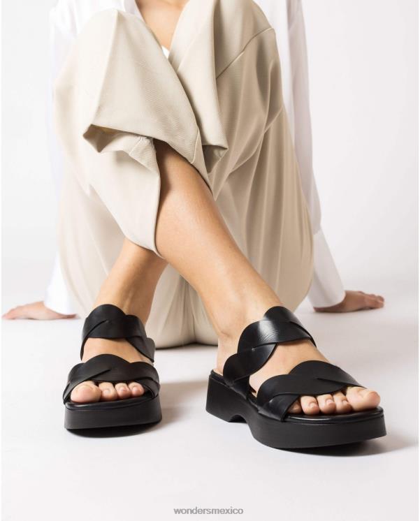 Wonders sandalia negra maui negra calzado mujer 022RR208