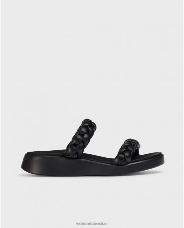 Wonders sandalia negra trenzada acolchada calzado mujer 022RR314