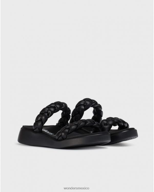Wonders sandalia negra trenzada acolchada calzado mujer 022RR314