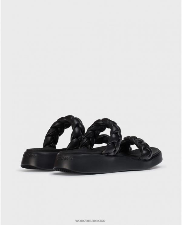Wonders sandalia negra trenzada acolchada calzado mujer 022RR314