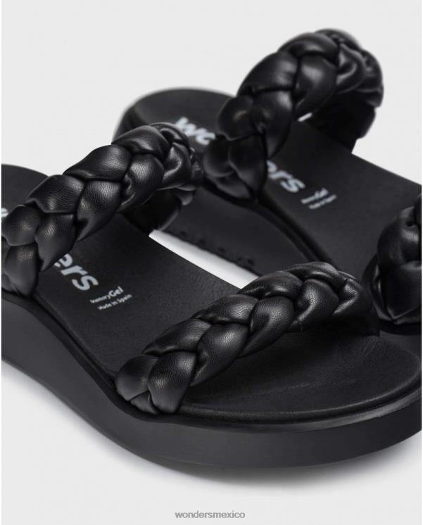 Wonders sandalia negra trenzada acolchada calzado mujer 022RR314