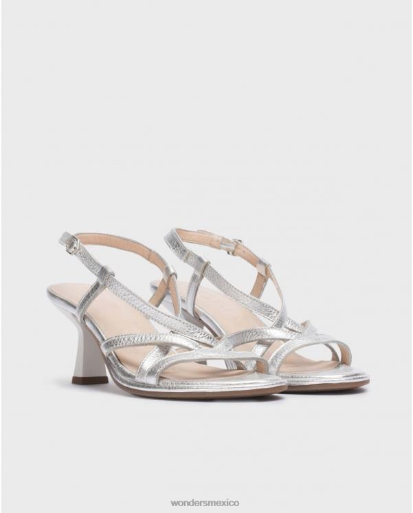 Wonders sandalia plateada brillo plateado calzado mujer 022RR58