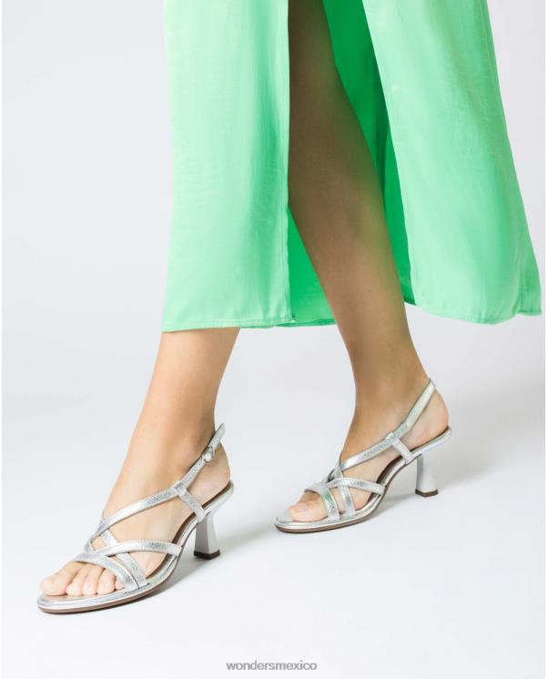 Wonders sandalia plateada brillo plateado calzado mujer 022RR58