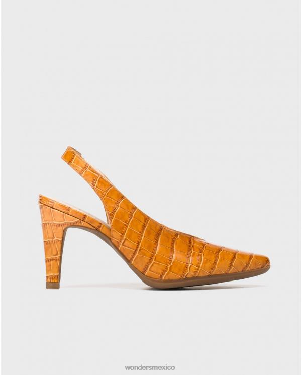Wonders zapato conac sin espalda efecto cocodrilo calzado mujer 022RR415