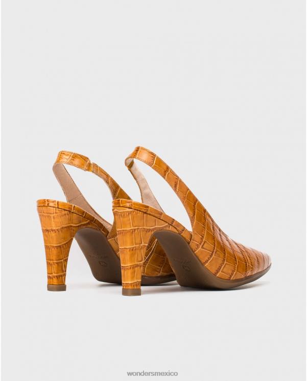 Wonders zapato conac sin espalda efecto cocodrilo calzado mujer 022RR415
