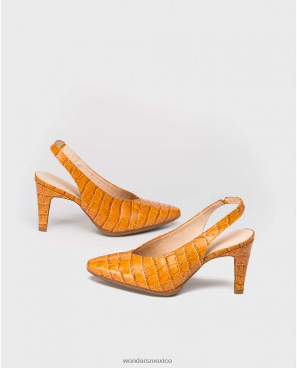 Wonders zapato conac sin espalda efecto cocodrilo calzado mujer 022RR415